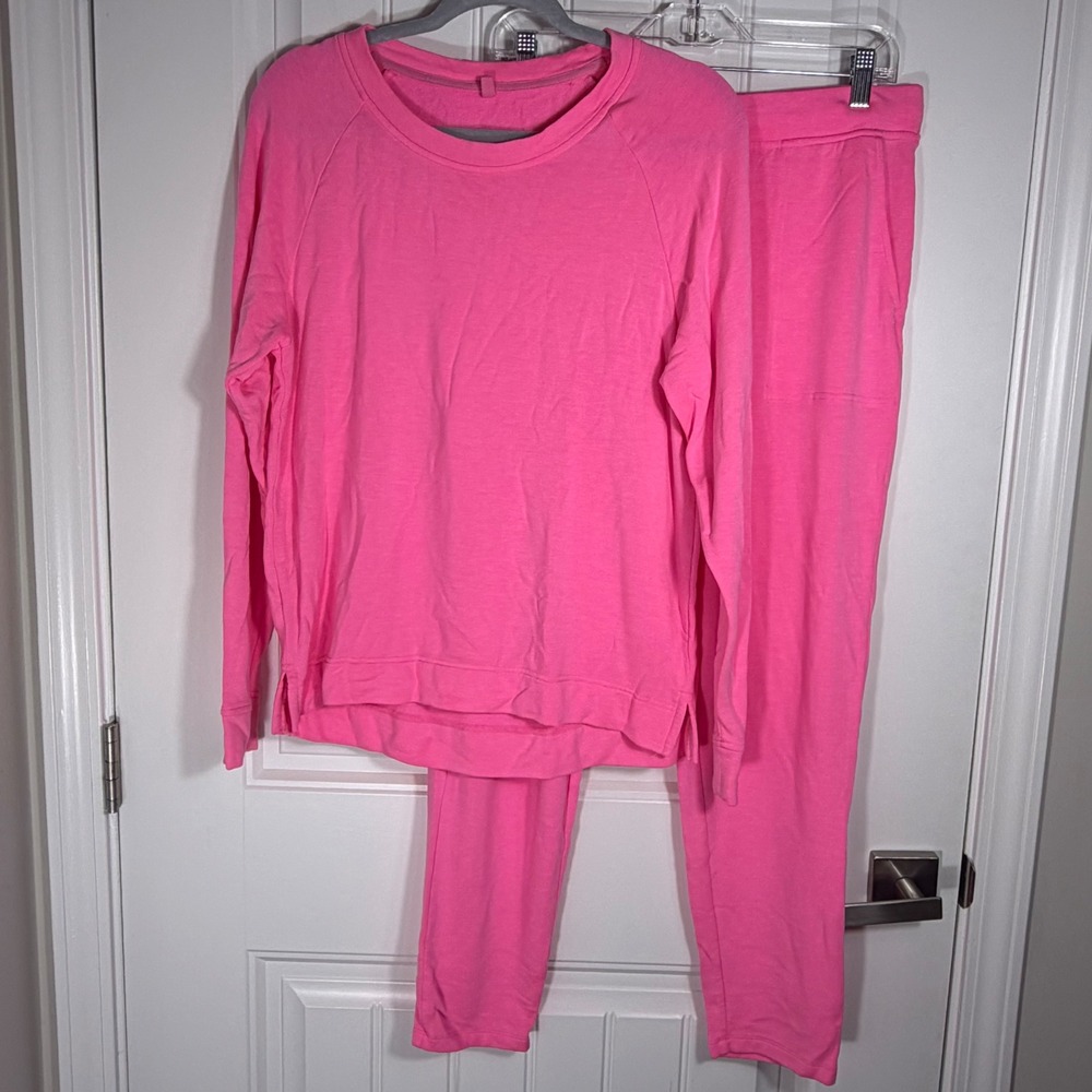 Lou & Grey Signaturesoft Neon Pink Sweatshirt and Joggers Lounge Set M/L